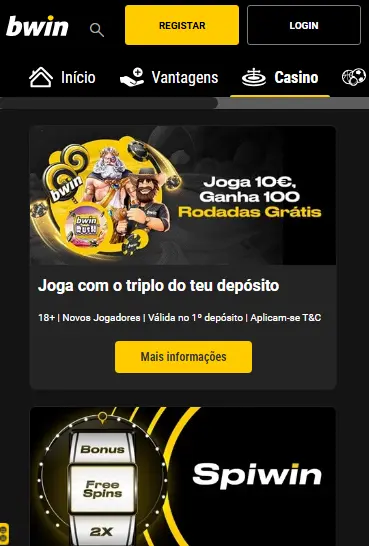 Registar-se no Casino BWIN PT