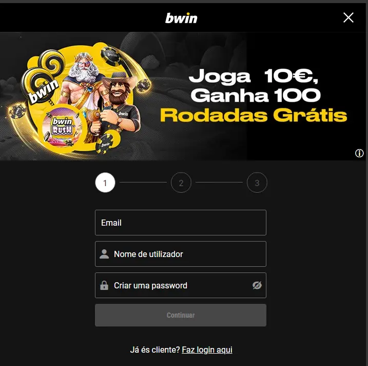 Registo no Casino BWIN PT
